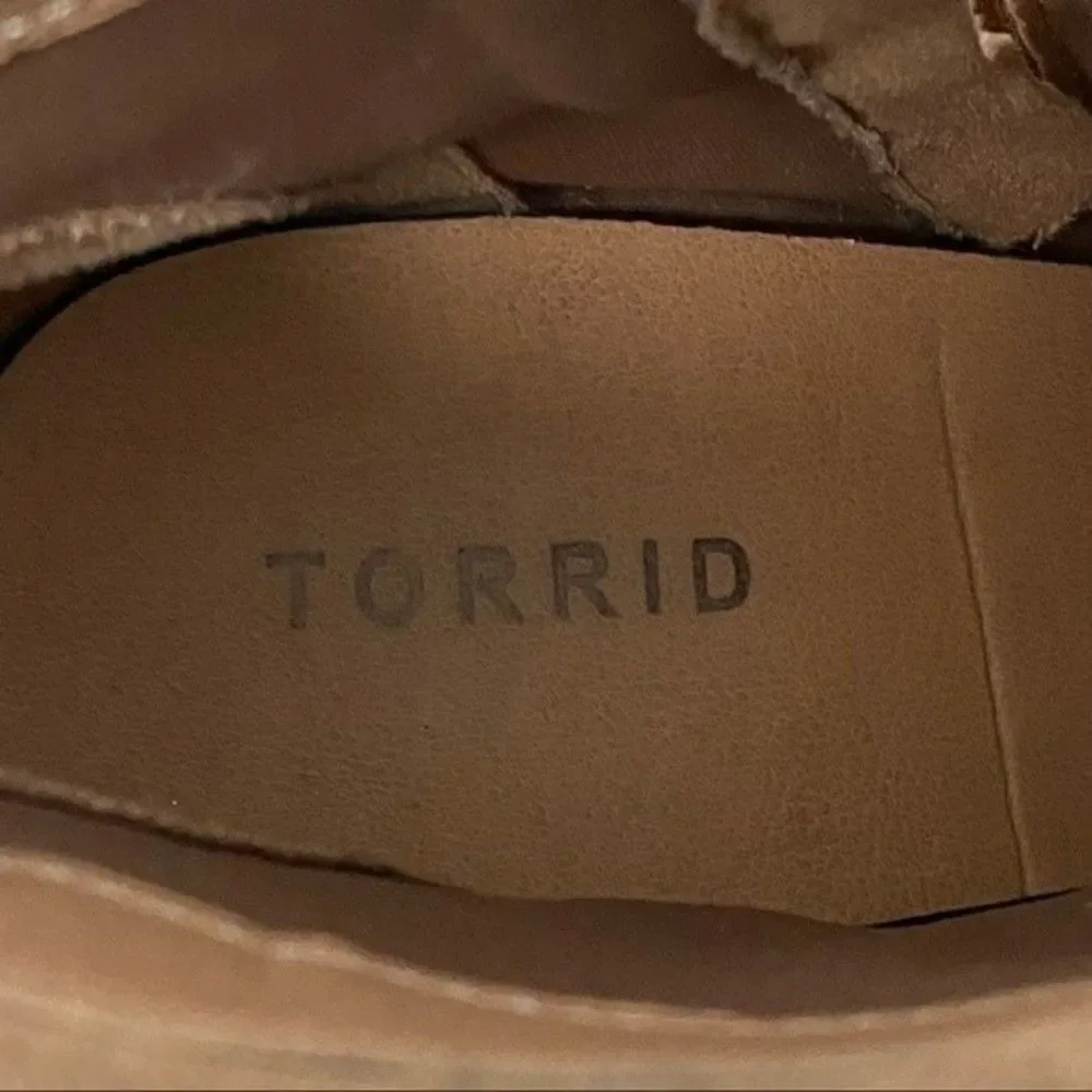 Torrid Brown Stacked Ankle Bootie with Side Zip